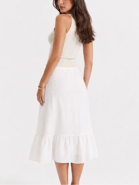 NWT Aritzia Wilfred Chariot White Linen Midi Skirt (Size 10)